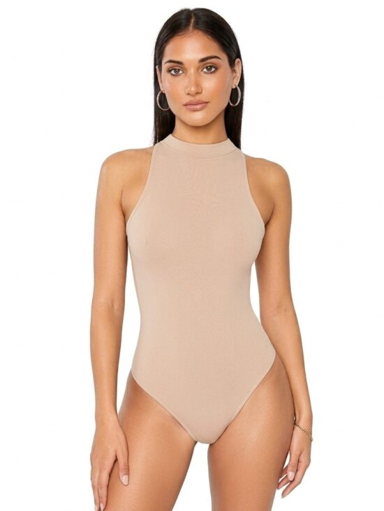 High-Neck Ribbed Bodysuit
